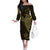 Black Gold Polynesian Tribal Off The Shoulder Long Sleeve Dress - Polynesian Pride
