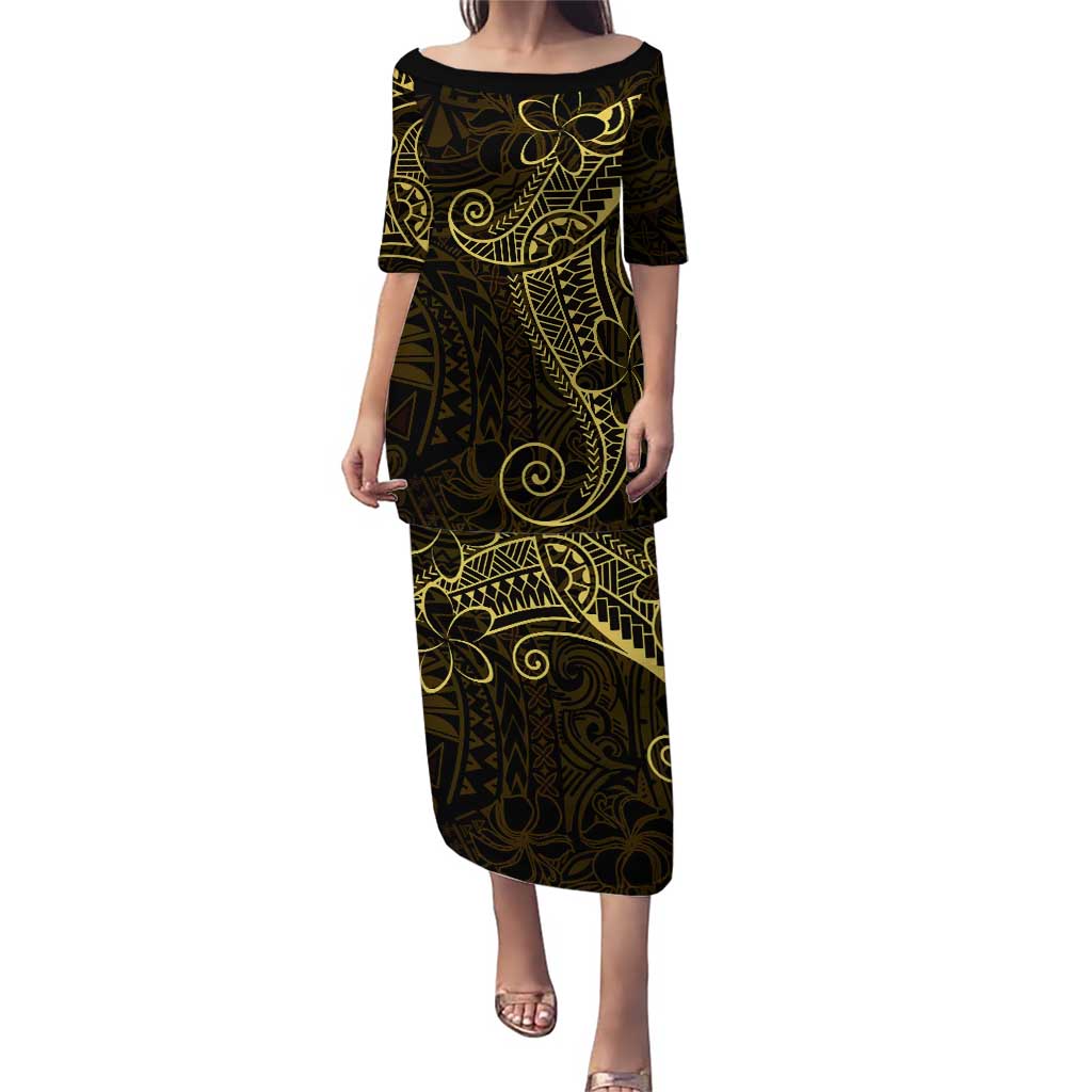 Black Gold Polynesian Tribal Puletasi - Polynesian Pride