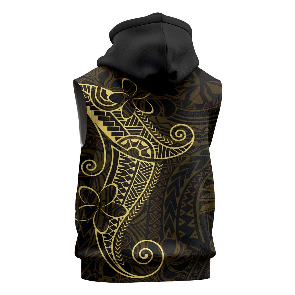 Black Gold Polynesian Tribal Sleeveless Hoodie - Polynesian Pride