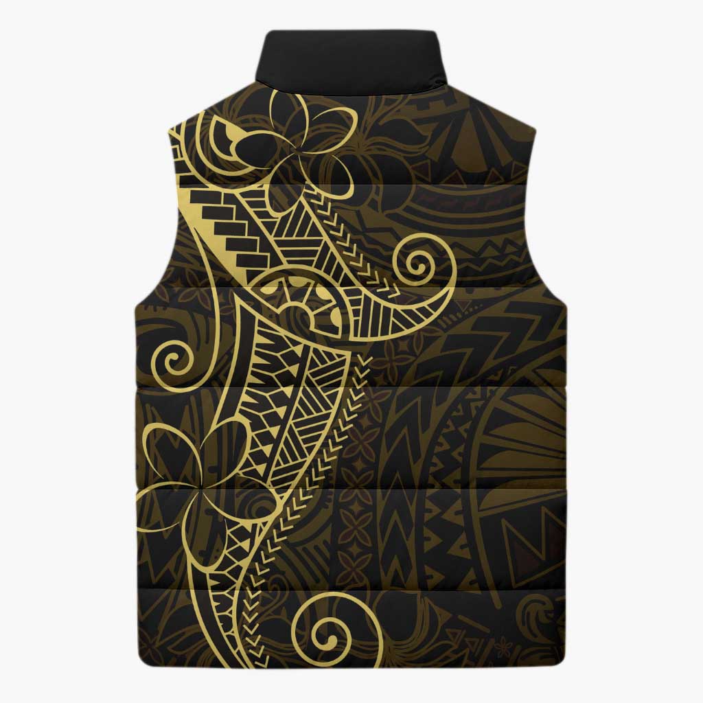 Black Gold Polynesian Tribal Sleeveless Puffer Jacket - Polynesian Pride