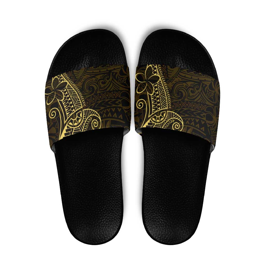 Black Gold Polynesian Tribal Slide Sandals - Polynesian Pride