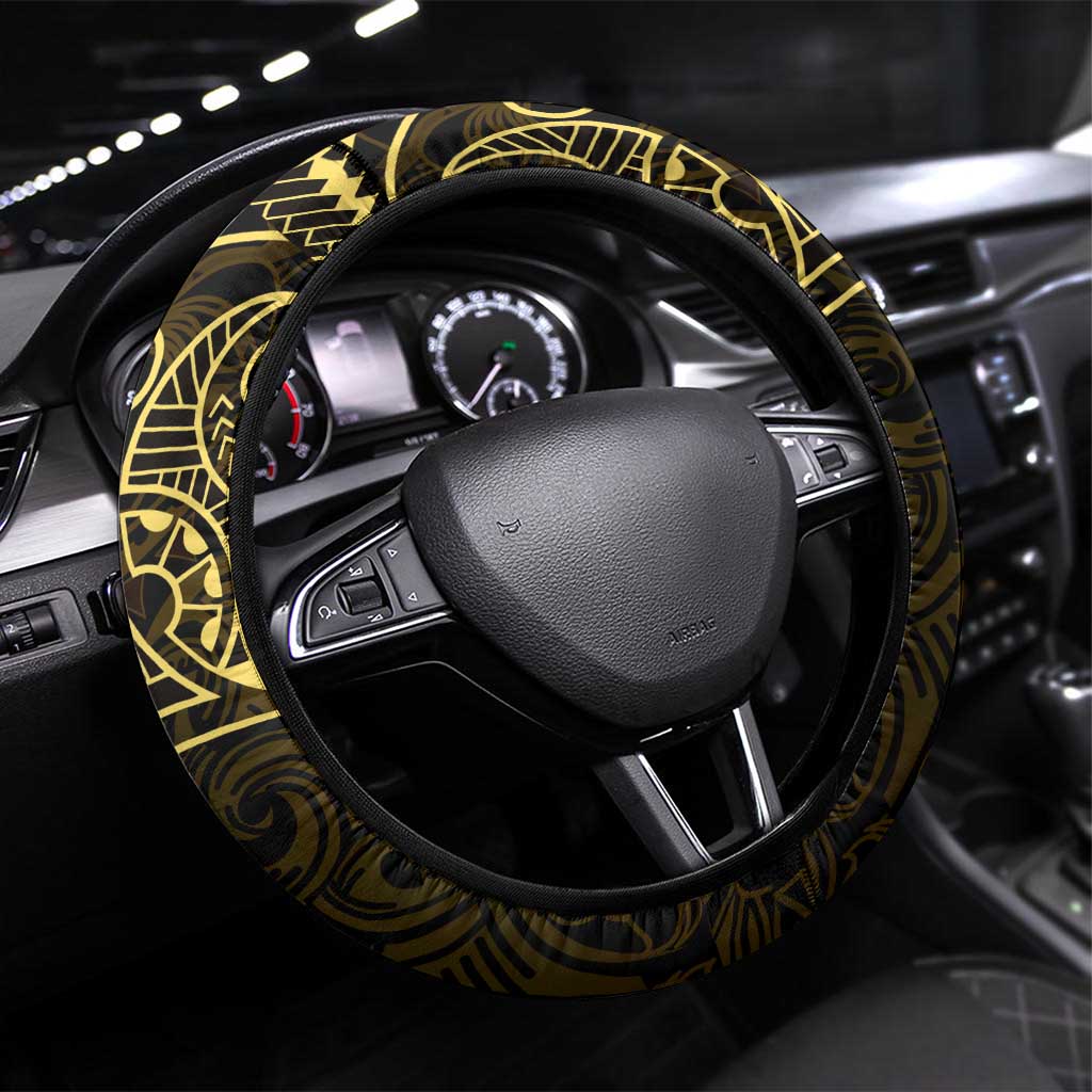 Black Gold Polynesian Tribal Steering Wheel Cover - Polynesian Pride