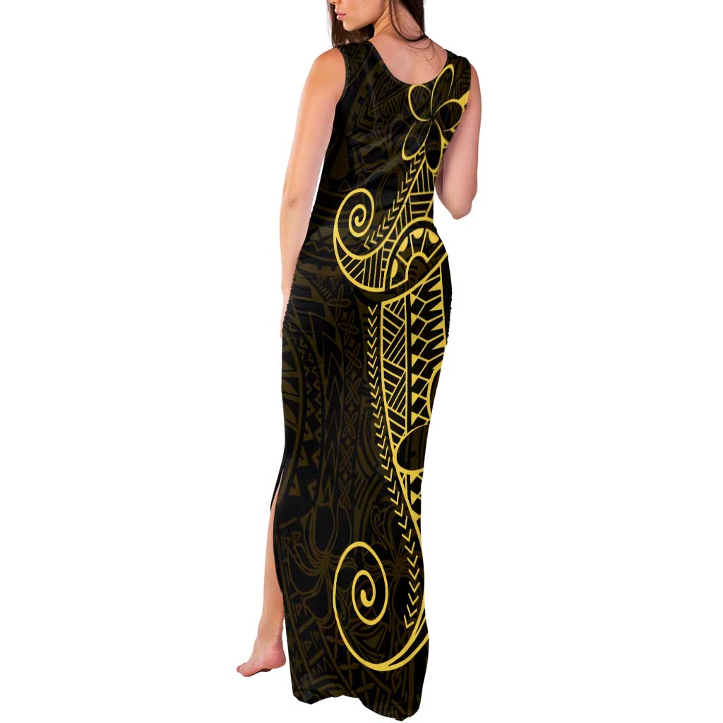 Black Gold Polynesian Tribal Tank Maxi Dress - Polynesian Pride