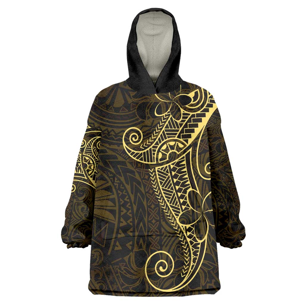 Black Gold Polynesian Tribal Wearable Blanket Hoodie - Polynesian Pride