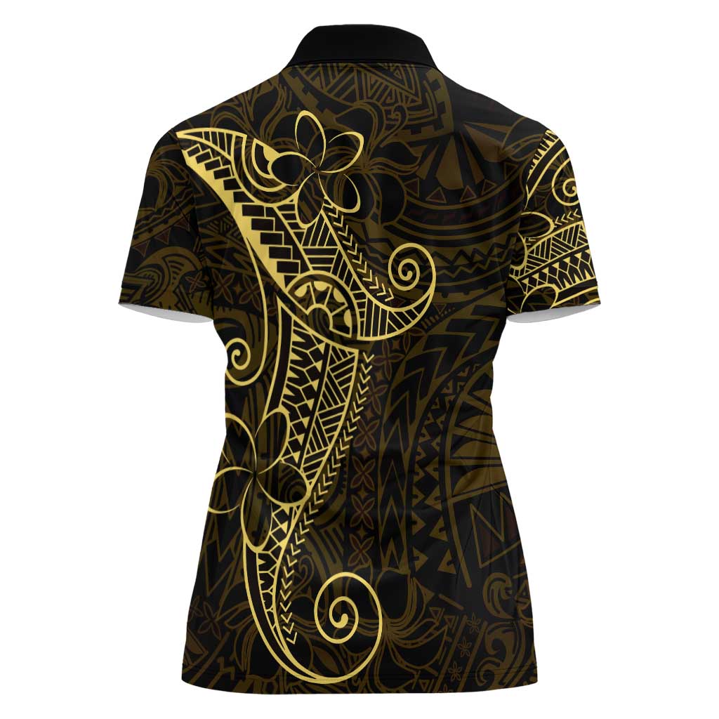 Black Gold Polynesian Tribal Women Polo Shirt - Polynesian Pride