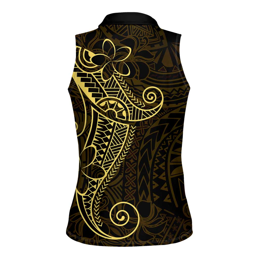 Black Gold Polynesian Tribal Women Sleeveless Polo Shirt - Polynesian Pride