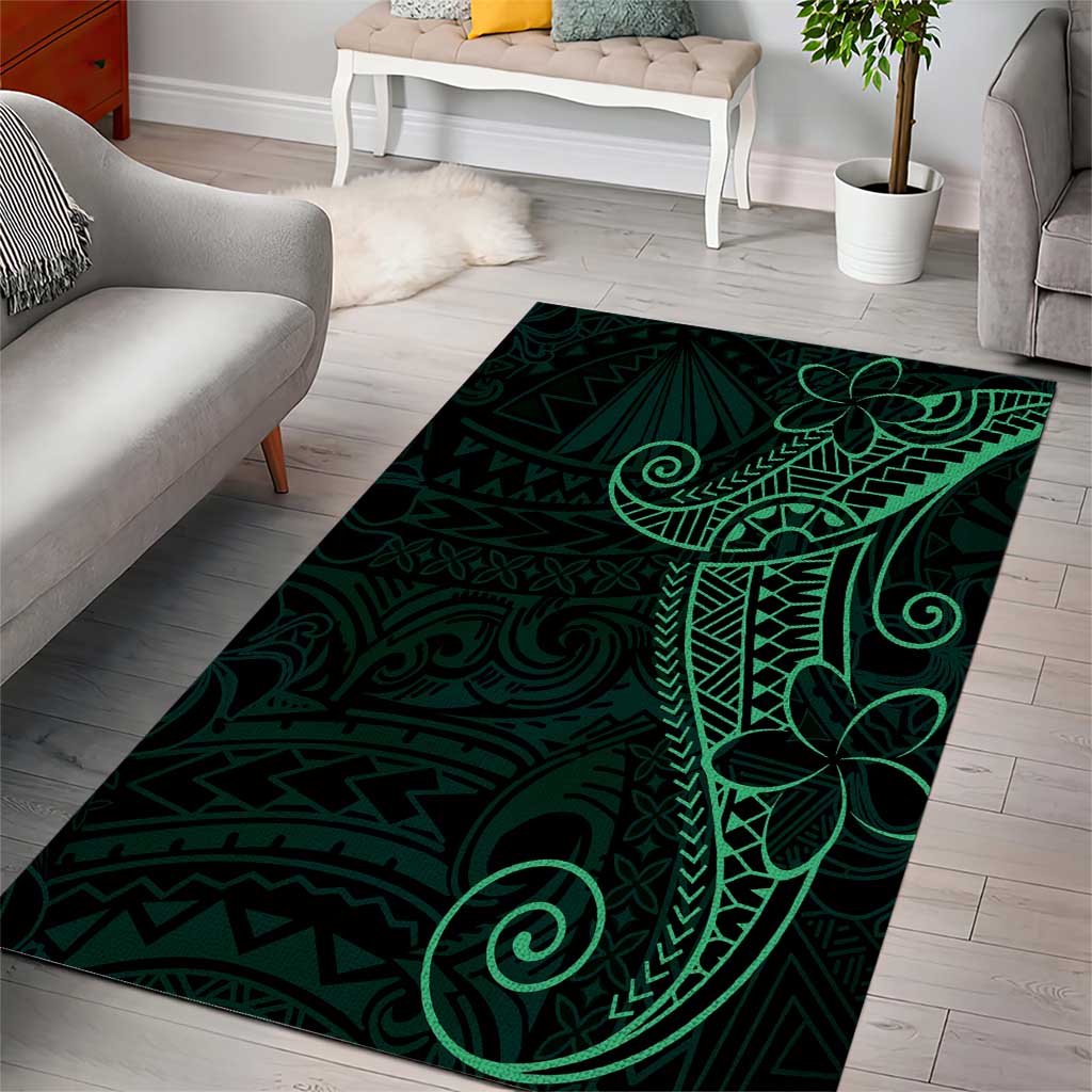 Black Green Polynesian Tribal Area Rug - Polynesian Pride