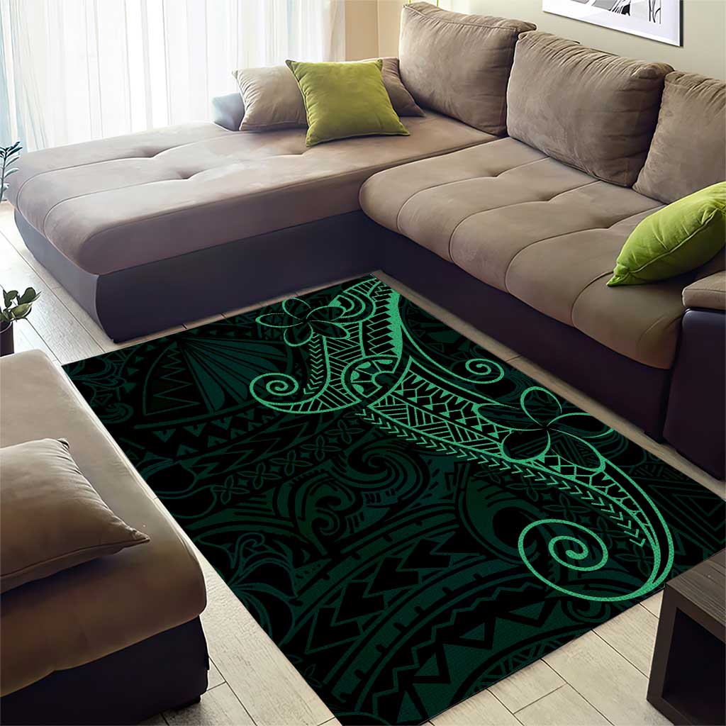 Black Green Polynesian Tribal Area Rug - Polynesian Pride