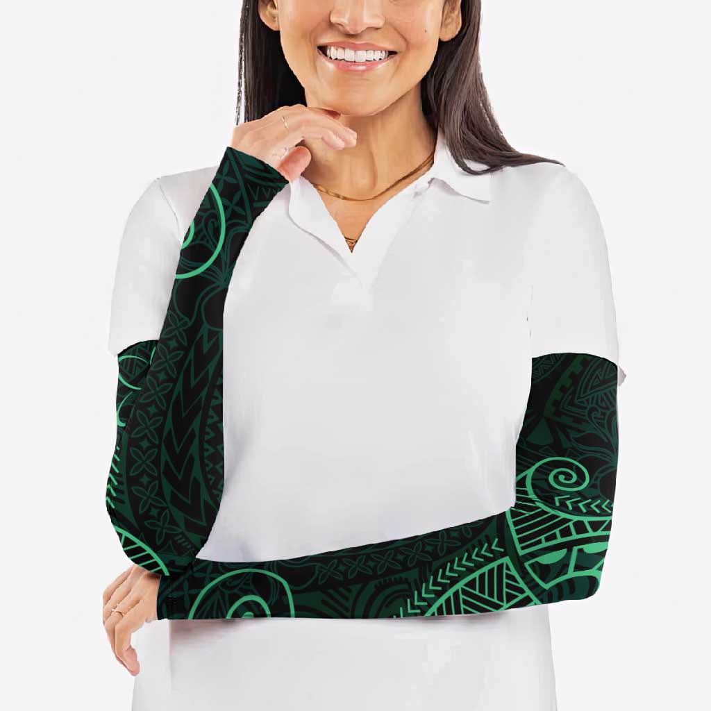 Black Green Polynesian Tribal Arm Sleeves - Polynesian Pride