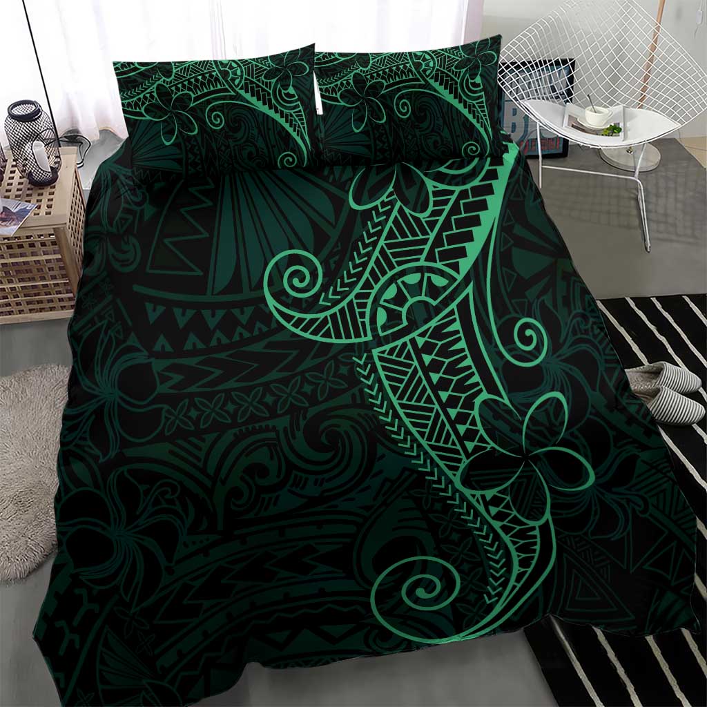 Black Green Polynesian Tribal Bedding Set - Polynesian Pride