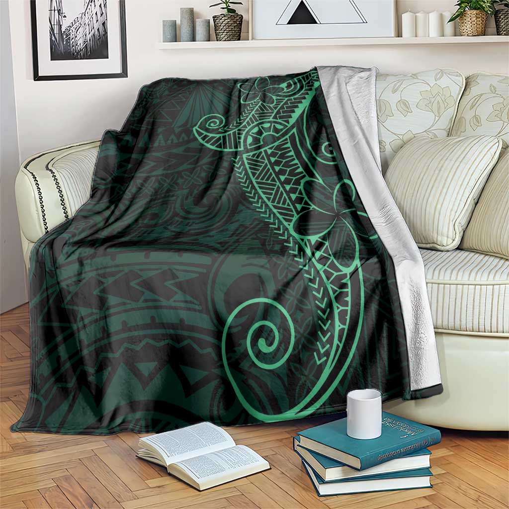 Black Green Polynesian Tribal Blanket - Polynesian Pride