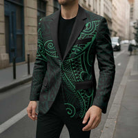 Black Green Polynesian Tribal Blazer - Polynesian Pride