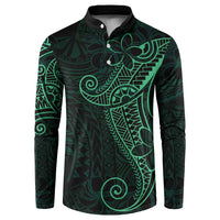 Black Green Polynesian Tribal Button Sweatshirt - Polynesian Pride