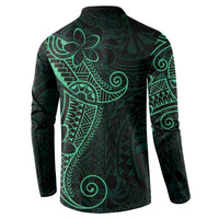 Black Green Polynesian Tribal Button Sweatshirt - Polynesian Pride