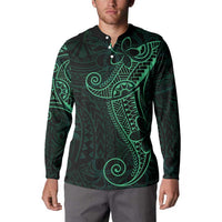 Black Green Polynesian Tribal Button Sweatshirt - Polynesian Pride
