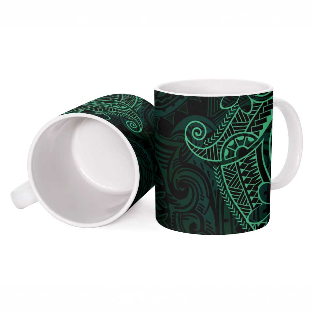 Black Green Polynesian Tribal Ceramic Mug - Polynesian Pride