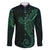 Black Green Polynesian Tribal Family Matching Long Sleeve Bodycon Dress and Hawaiian Shirt - Polynesian Pride