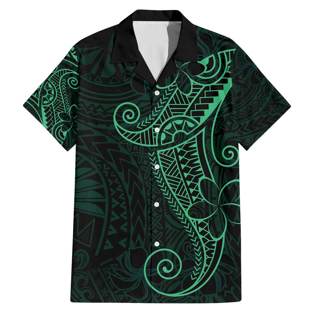 Black Green Polynesian Tribal Family Matching Mermaid Dress and Hawaiian Shirt LT9 Dad's Shirt - Short Sleeve Green - Polynesian Pride