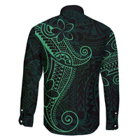 Black Green Polynesian Tribal Family Matching Off The Shoulder Long Sleeve Dress and Hawaiian Shirt - Polynesian Pride