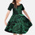 Black Green Polynesian Tribal Family Matching Off Shoulder Maxi Dress and Hawaiian Shirt - Polynesian Pride