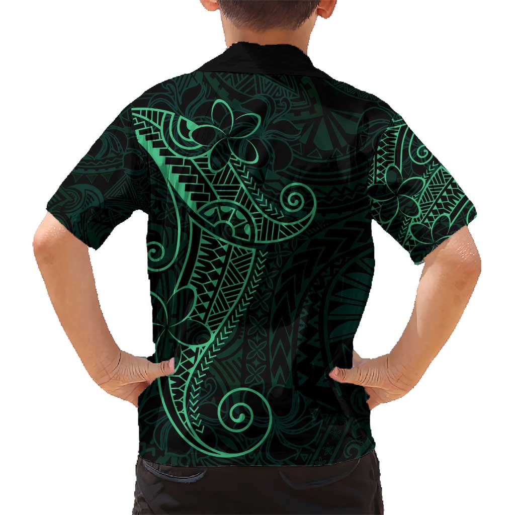 Black Green Polynesian Tribal Family Matching Short Sleeve Bodycon Dress and Hawaiian Shirt LT9 - Polynesian Pride