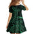 Black Green Polynesian Tribal Family Matching Short Sleeve Bodycon Dress and Hawaiian Shirt - Polynesian Pride