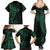 Black Green Polynesian Tribal Family Matching Summer Maxi Dress and Hawaiian Shirt - Polynesian Pride