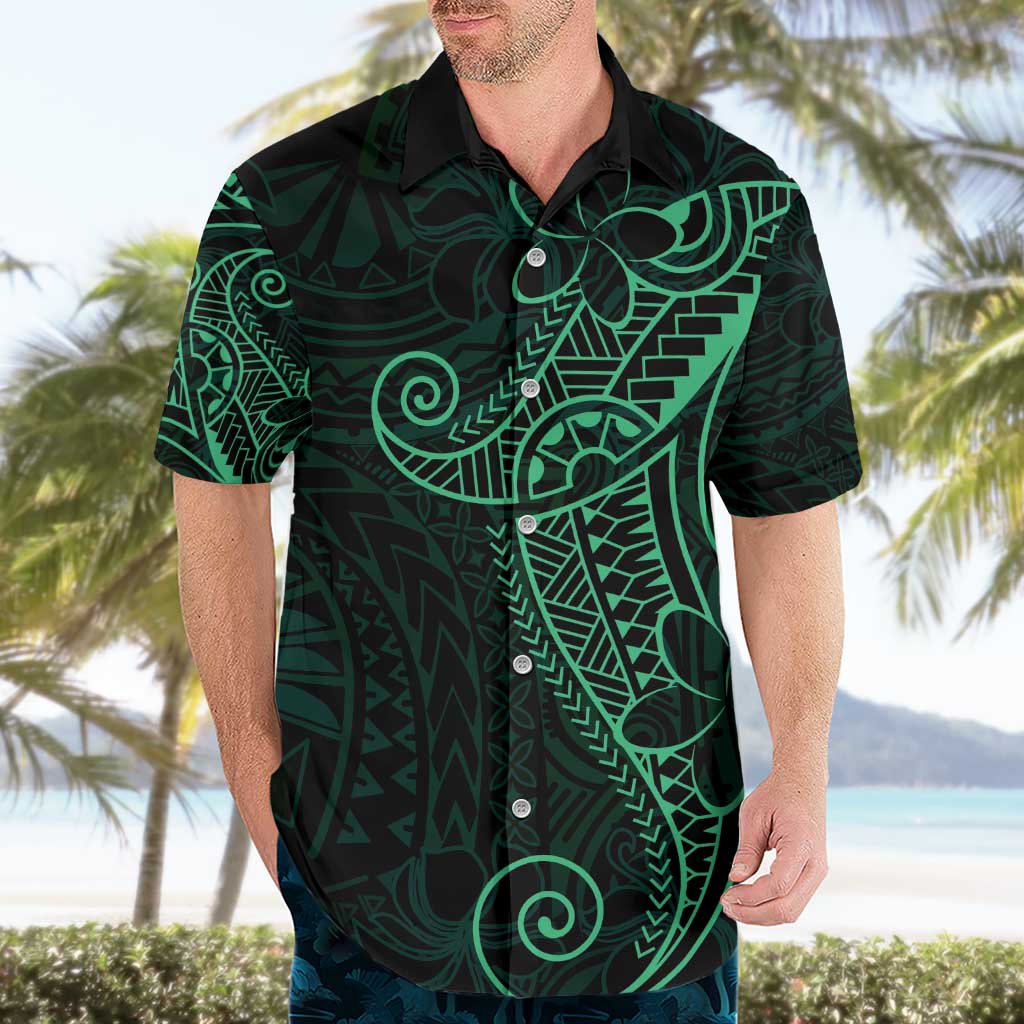 Black Green Polynesian Tribal Hawaiian Shirt - Polynesian Pride