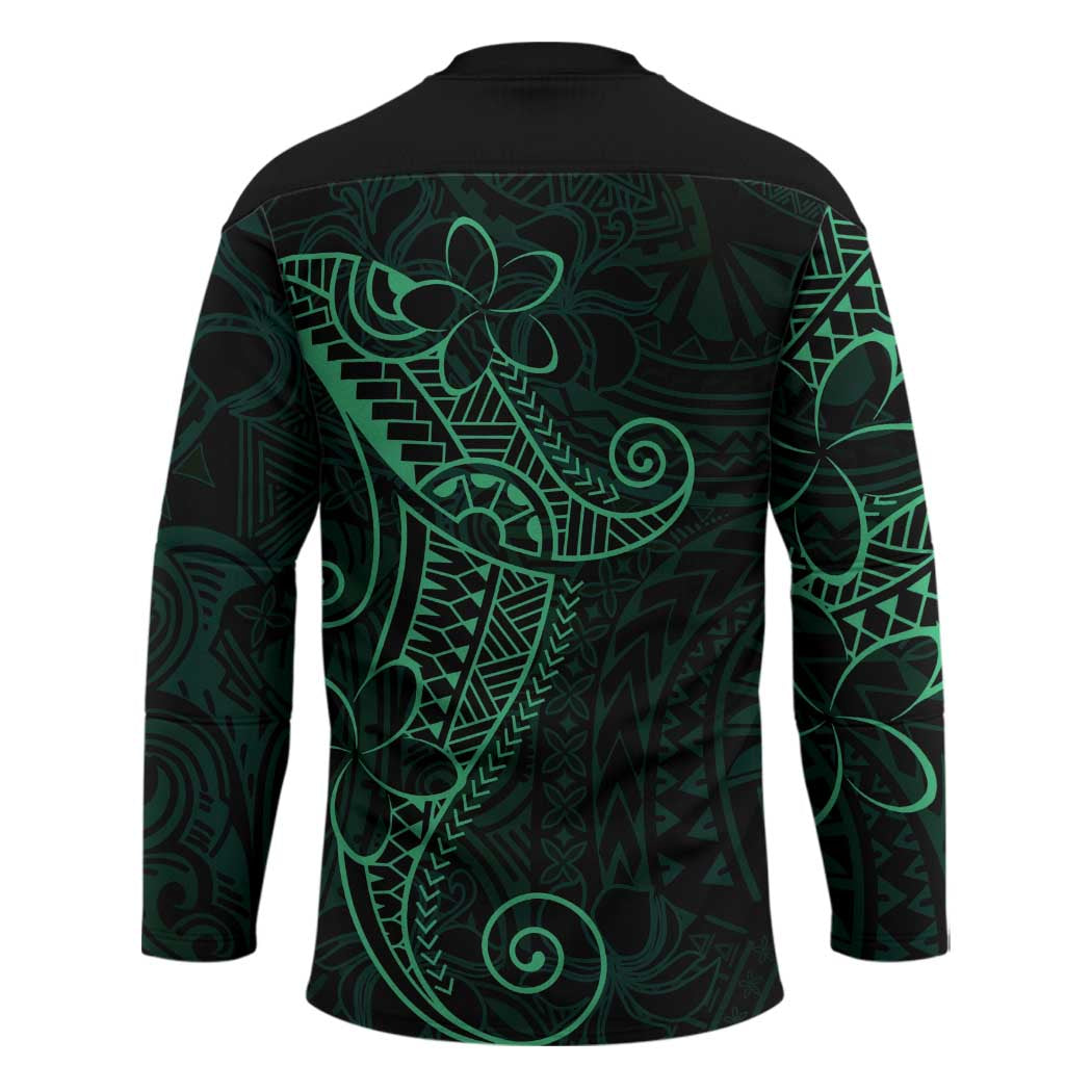 Black Green Polynesian Tribal Hockey Jersey - Polynesian Pride
