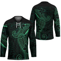 Black Green Polynesian Tribal Hockey Jersey - Polynesian Pride