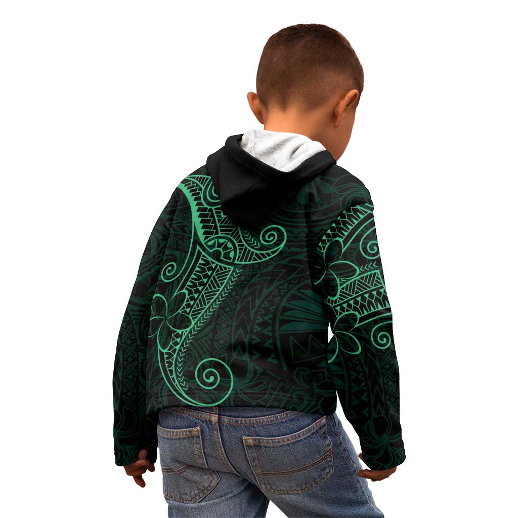 Black Green Polynesian Tribal Kid Hoodie - Polynesian Pride