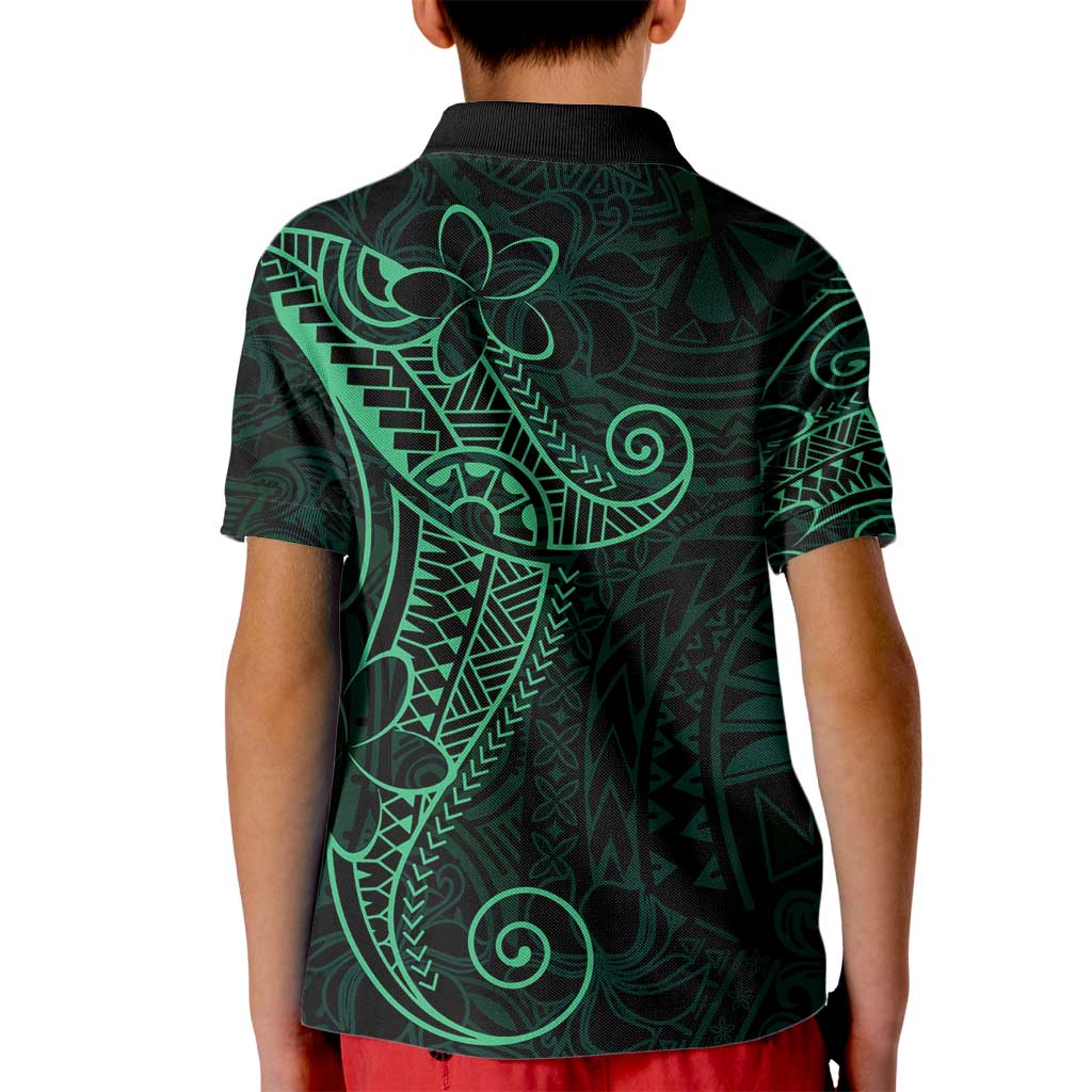 Black Green Polynesian Tribal Kid Polo Shirt - Polynesian Pride