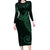 Black Green Polynesian Tribal Long Sleeve Bodycon Dress - Polynesian Pride