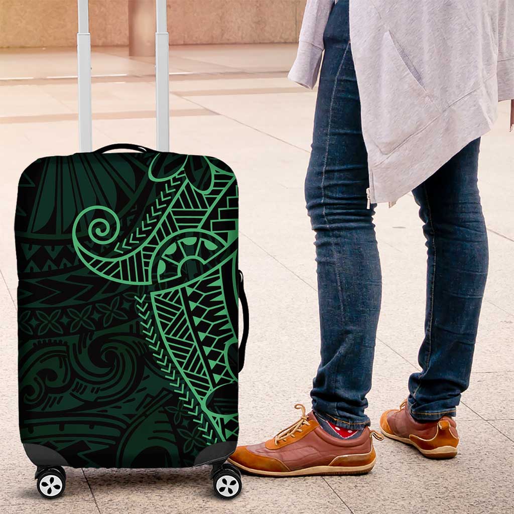 Black Green Polynesian Tribal Luggage Cover - Polynesian Pride
