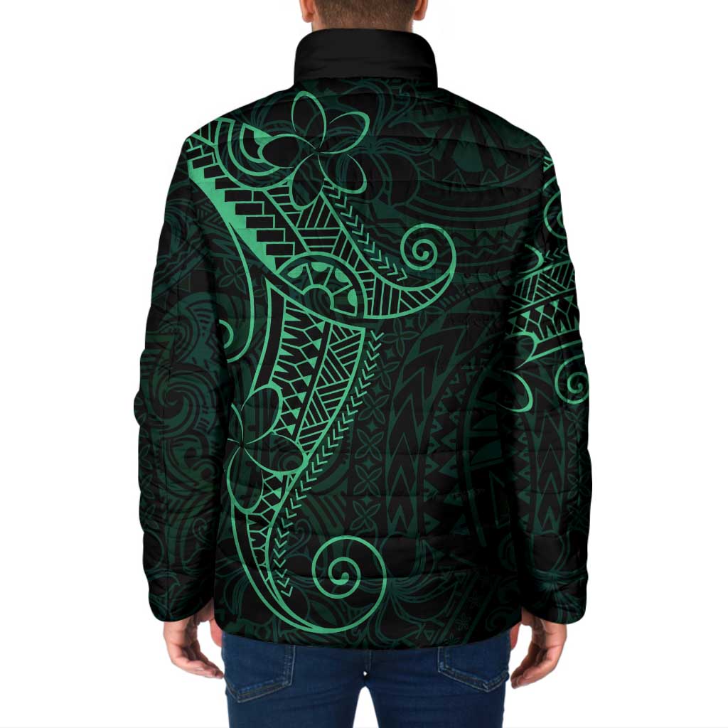 Black Green Polynesian Tribal Padded Jacket - Polynesian Pride
