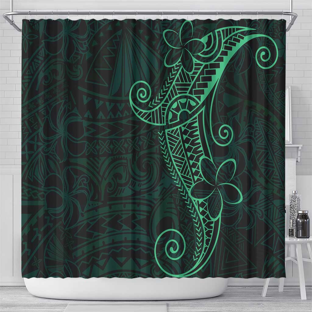 Black Green Polynesian Tribal Shower Curtain - Polynesian Pride