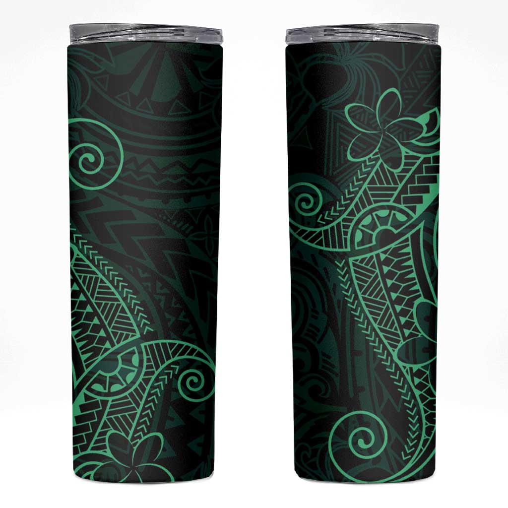 Black Green Polynesian Tribal Skinny Tumbler - Polynesian Pride