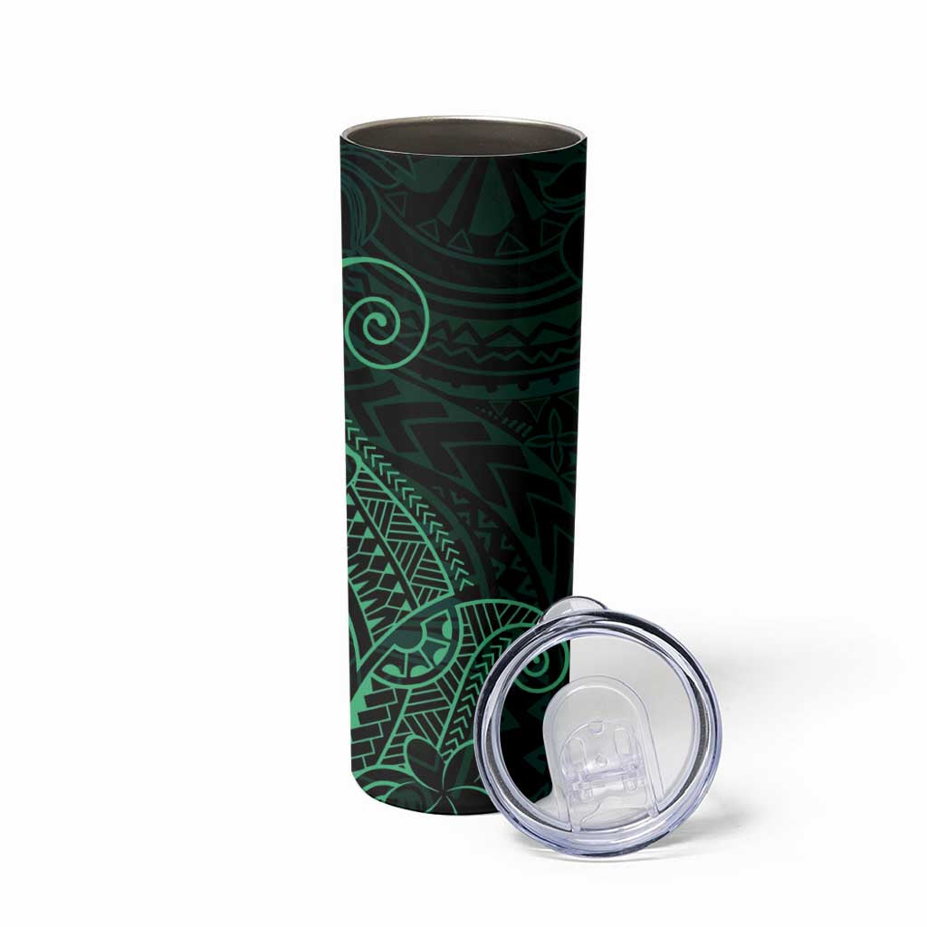 Black Green Polynesian Tribal Skinny Tumbler - Polynesian Pride