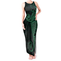 Black Green Polynesian Tribal Tank Maxi Dress - Polynesian Pride