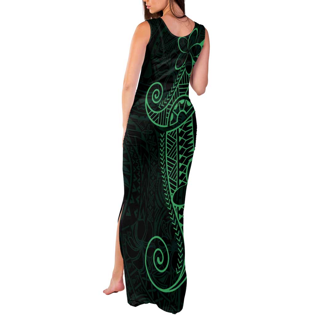 Black Green Polynesian Tribal Tank Maxi Dress - Polynesian Pride