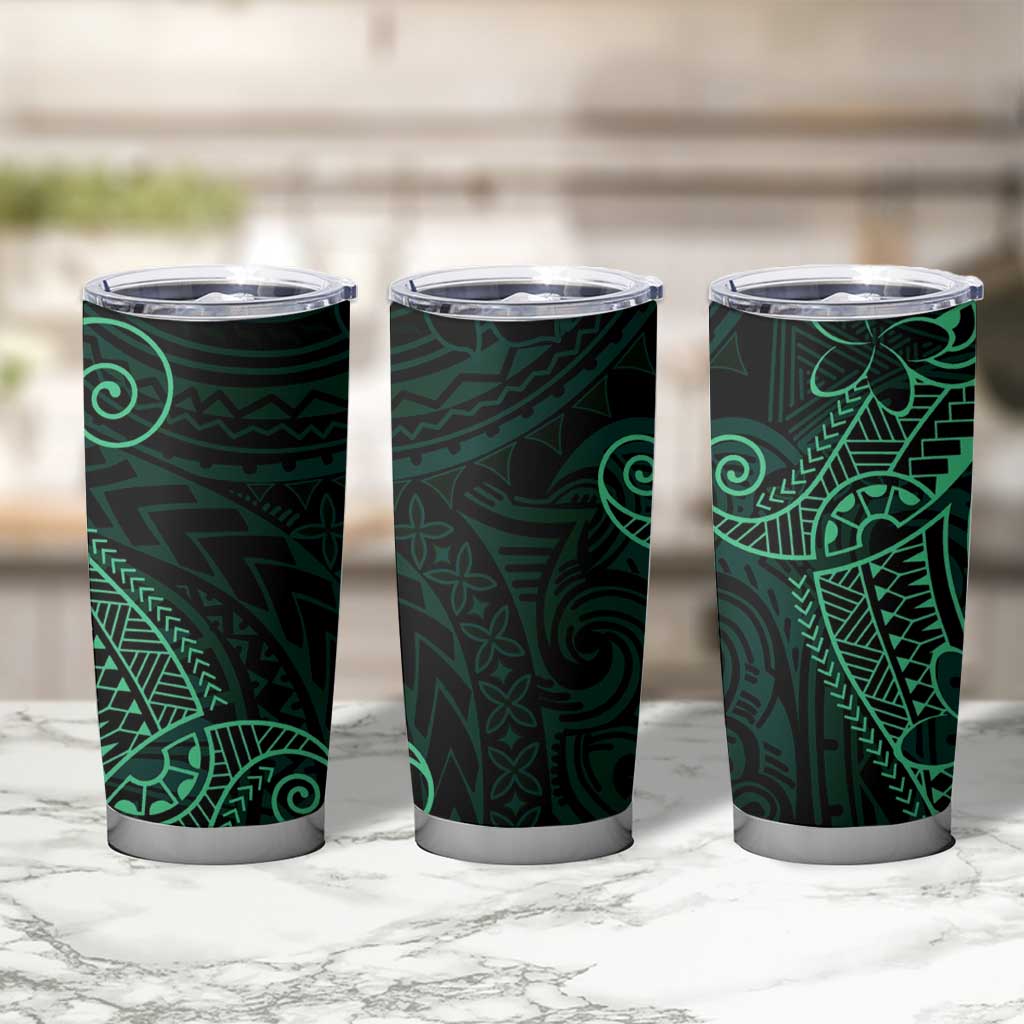 Black Green Polynesian Tribal Tumbler Cup - Polynesian Pride