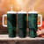 Black Green Polynesian Tribal Tumbler With Handle - Polynesian Pride