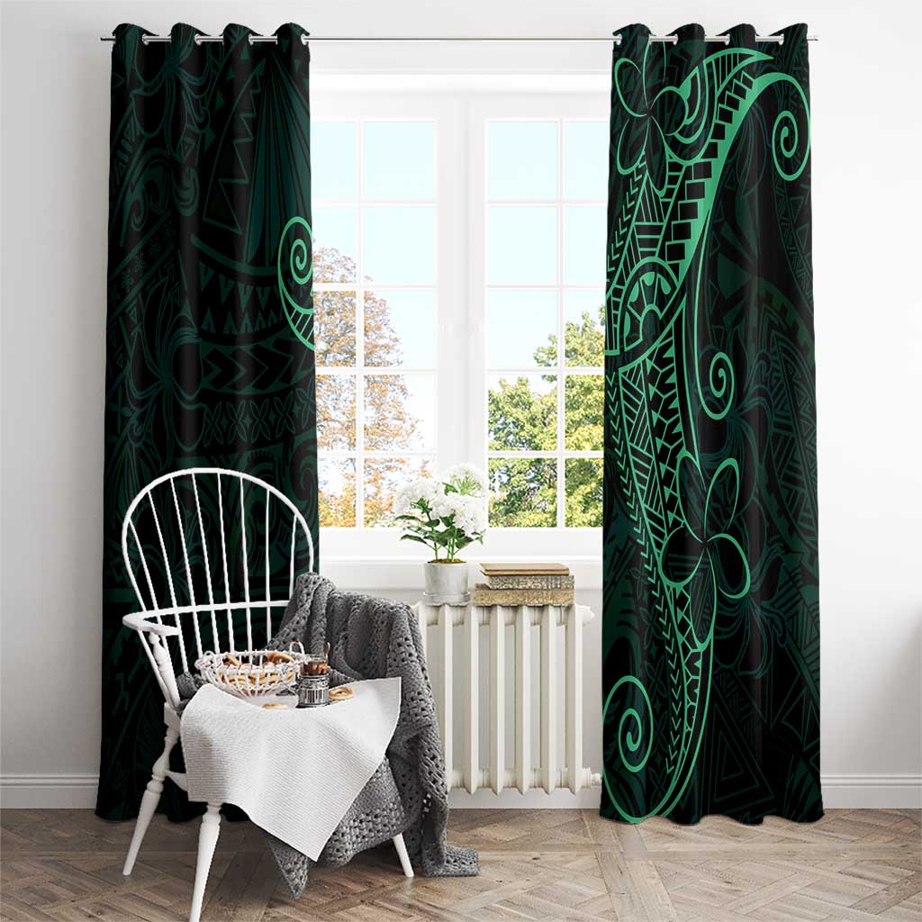 Black Green Polynesian Tribal Window Curtain - Polynesian Pride