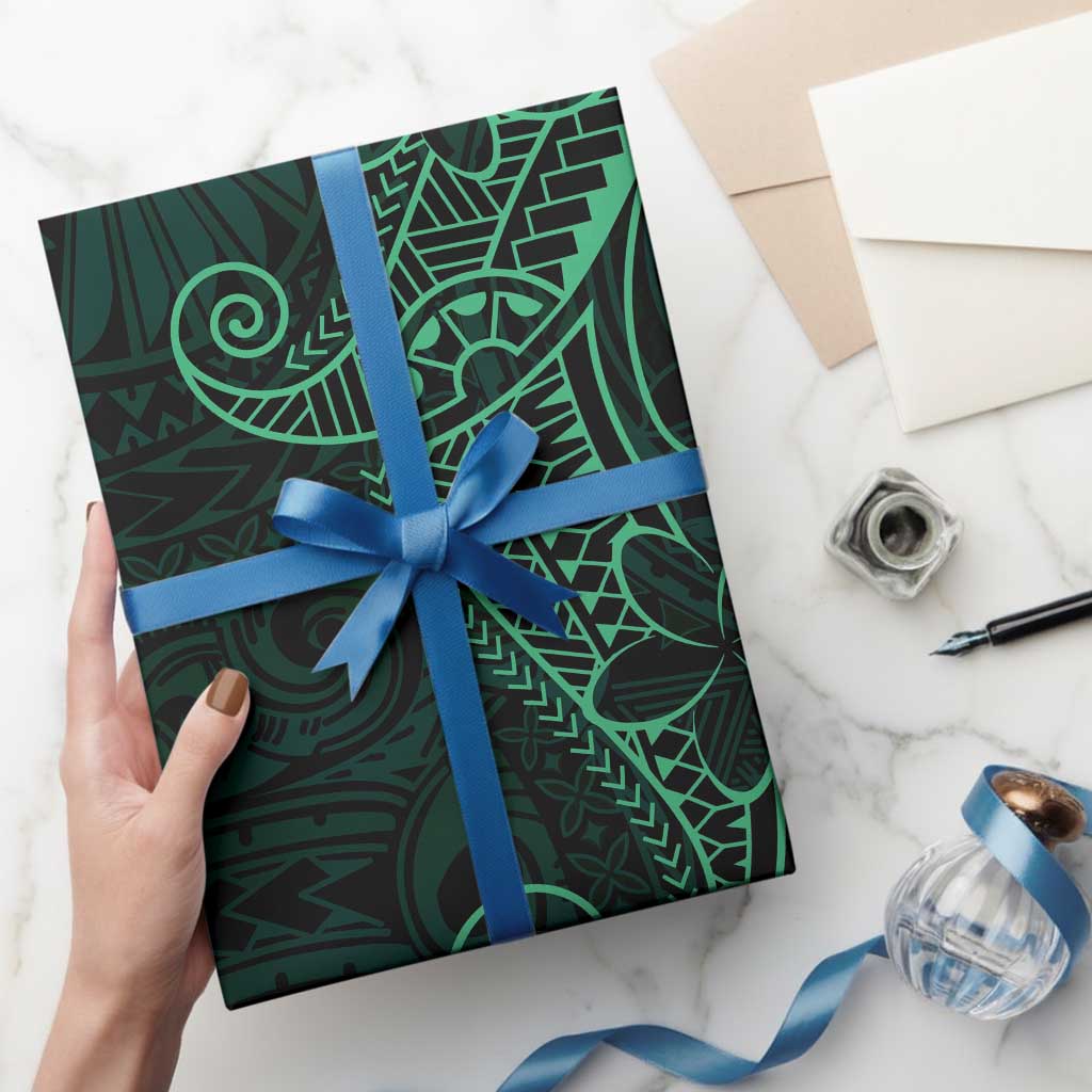 Black Green Polynesian Tribal Wrapping Paper - Polynesian Pride