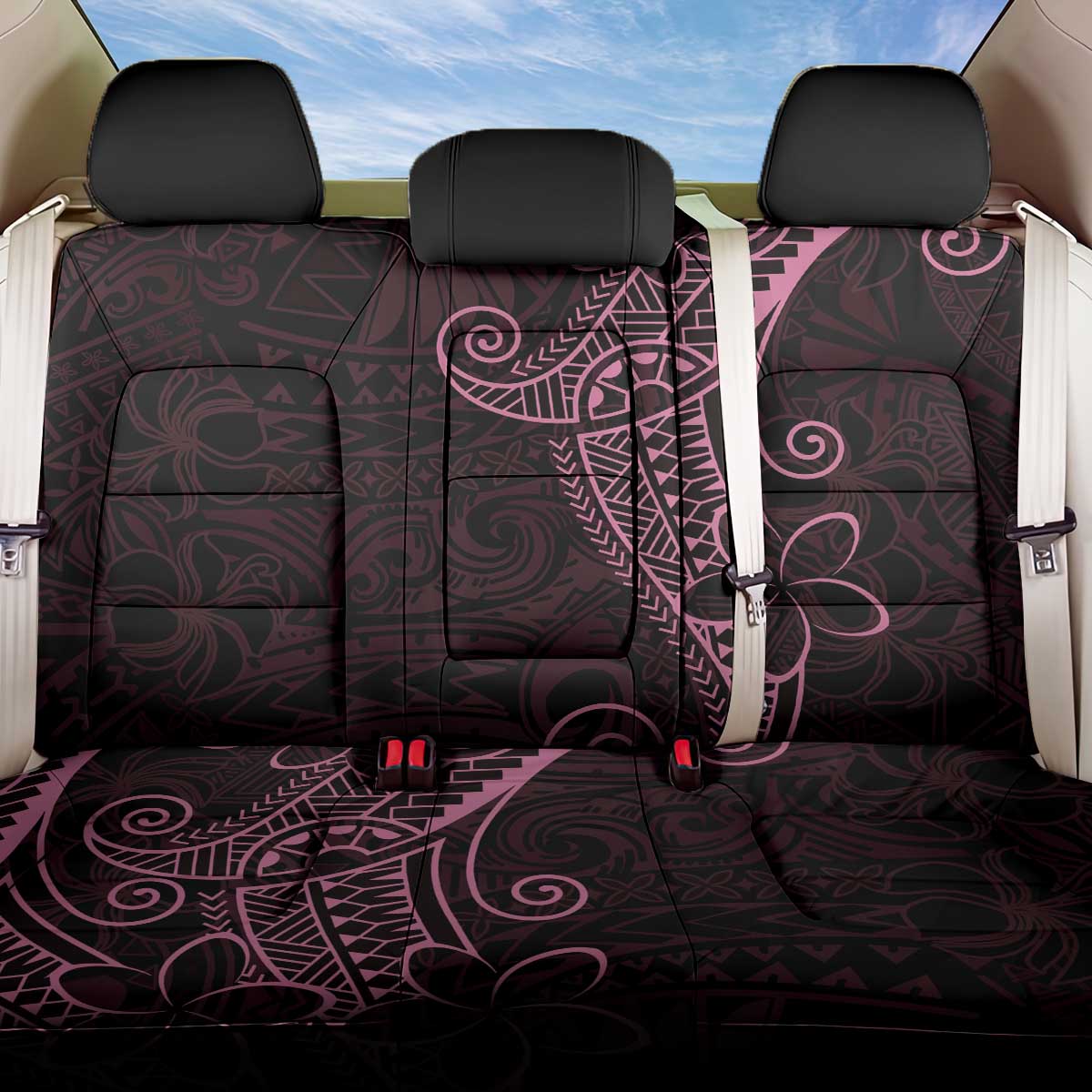 Black Pink Polynesian Tribal Back Car Seat Cover - Polynesian Pride