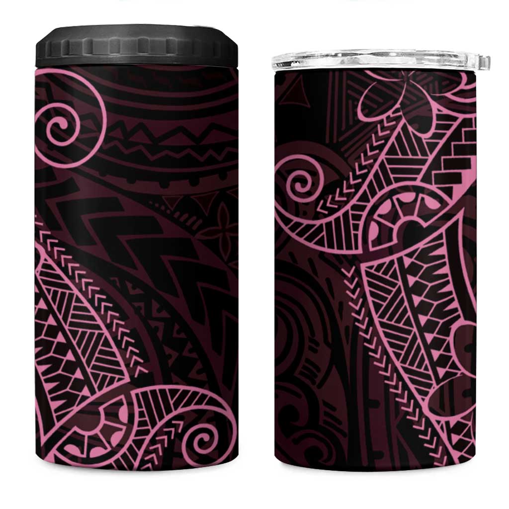 Black Pink Polynesian Tribal 4 in 1 Can Cooler Tumbler - Polynesian Pride