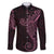 Black Pink Polynesian Tribal Family Matching Long Sleeve Bodycon Dress and Hawaiian Shirt - Polynesian Pride