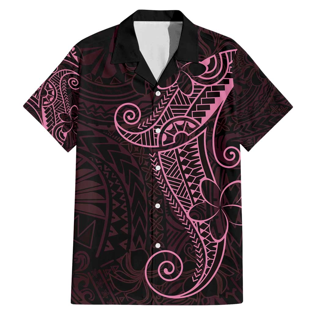 Black Pink Polynesian Tribal Family Matching Mermaid Dress and Hawaiian Shirt LT9 Dad's Shirt - Short Sleeve Pink - Polynesian Pride