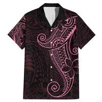 Black Pink Polynesian Tribal Family Matching Mermaid Dress and Hawaiian Shirt LT9 Dad's Shirt - Short Sleeve Pink - Polynesian Pride