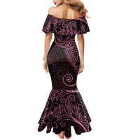 Black Pink Polynesian Tribal Family Matching Mermaid Dress and Hawaiian Shirt LT9 - Polynesian Pride
